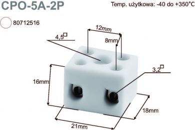 Simet SA Spaile keramiska CPO-5A-2P 4 mm², balta 80712516 | Elektrika.lv