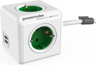 Allocacoc PowerCube Extended USB zaļš, pagarinātājs 1.5m 1402GN/DEEUPC | Elektrika.lv