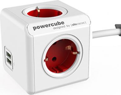 Allocacoc PowerCube Extended USB sarkans, pagarinātājs 1.5m 1402RD/DEEUPC | Elektrika.lv