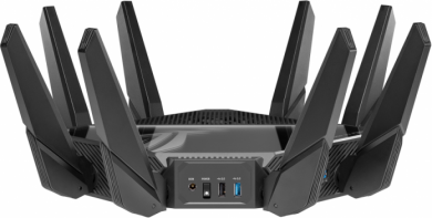 Asus Wifi 6 802.11ax Quad-band Gigabit Gaming Router | ROG GT-AXE16000 Rapture | 802.11ax | 1148+4804+4804+48004 Mbit/s | 10/100/1000 Mbit/s | Ethernet LAN (RJ-45) ports 4 | Mesh Support Yes | MU-MiMO Yes | No mobile broadband | Antenna type External/Inte 90IG06W0-MU2A10