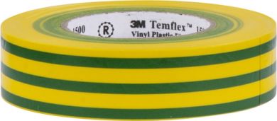 3M Temflex 165 izolācijas lenta, dzelten-zaļa, 0.15mm x 19mm x 20m 165YG5E | Elektrika.lv