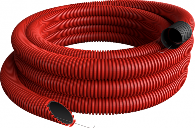 Evopipes Gofrēta dubultsienu caurule EVOCAB FLEX D=63mm/50m sarkana, ar stiepli 2010006350004P01103 | Elektrika.lv
