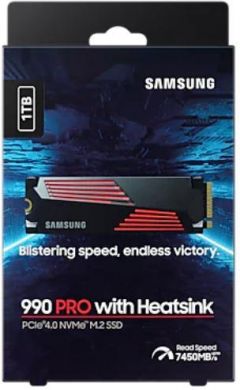Samsung SSD SAMSUNG 990 PRO with Heatsink 1TB M.2 PCIE NVMe MLC Write speed 6900 MBytes/sec Read speed 7450 MBytes/sec 2.3mm TBW 600 TB MTBF 1500000 hours MZ-V9P1T0CW MZ-V9P1T0CW | Elektrika.lv