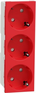 Schneider Electric Kontaktligzda, 3-vietīga, 16A 250V - IP21, sarkana New Unica NU307603 | Elektrika.lv