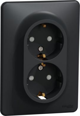 Schneider Electric Dubulta kontaktligzda a/z ar rāmīti antracīts Sedna Design SDD314221 | Elektrika.lv