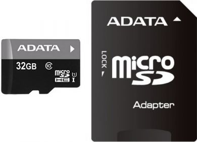 Adata Atmiņas karte Premier UHS-I 32 GB, MicroSDHC, class 10, ar adapteri, melna AUSDH32GUICL10-PA1 | Elektrika.lv